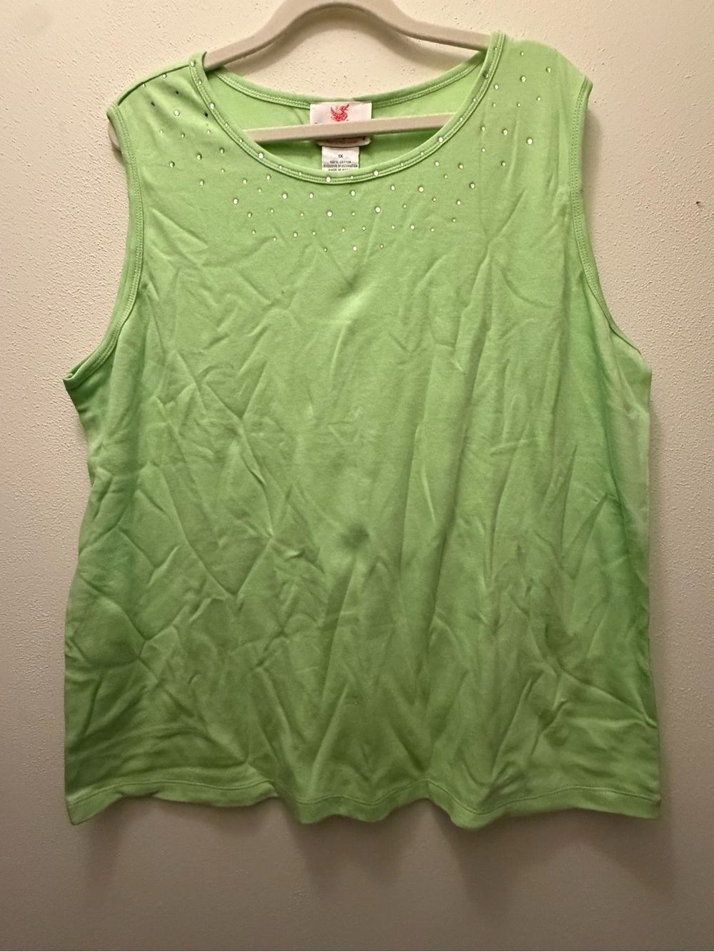 Quacker Factory Lime Green Sleeveless Studded Tank